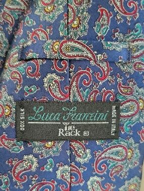 Luca Franzini Tie Rack Made In Italy Silk Navy Paisley Tie